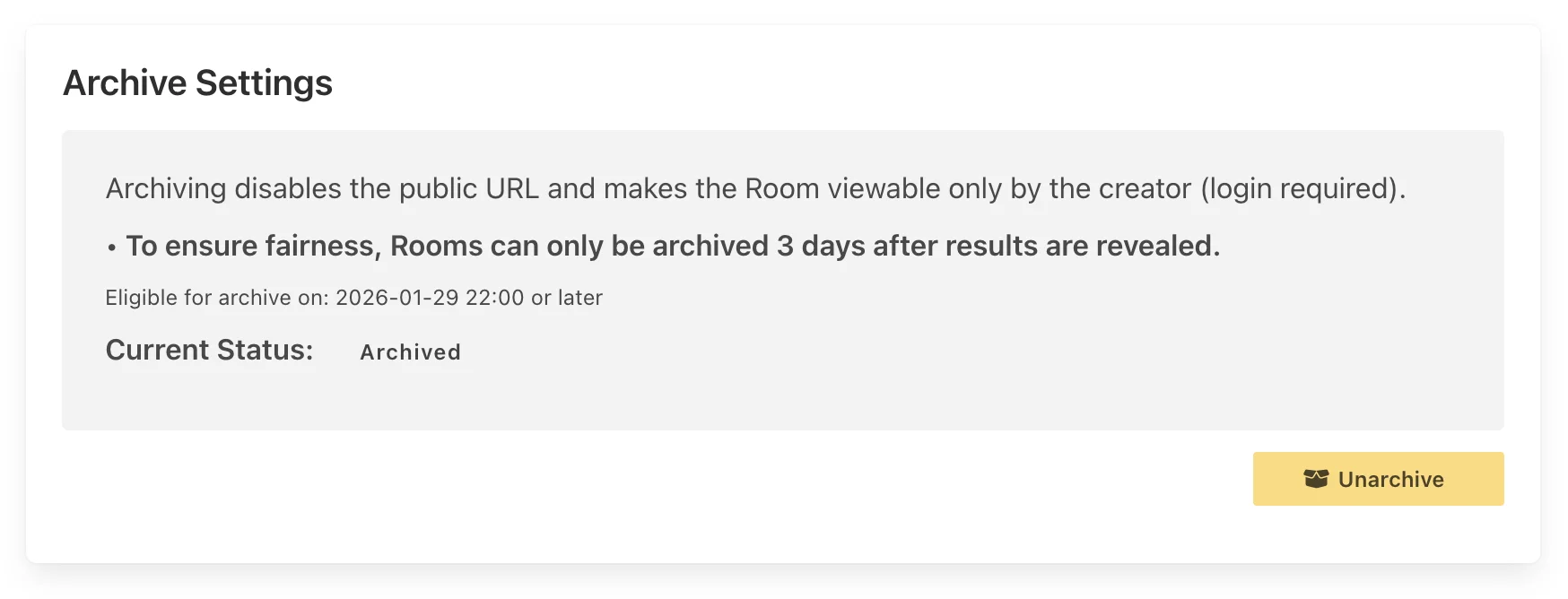 Archive Settings