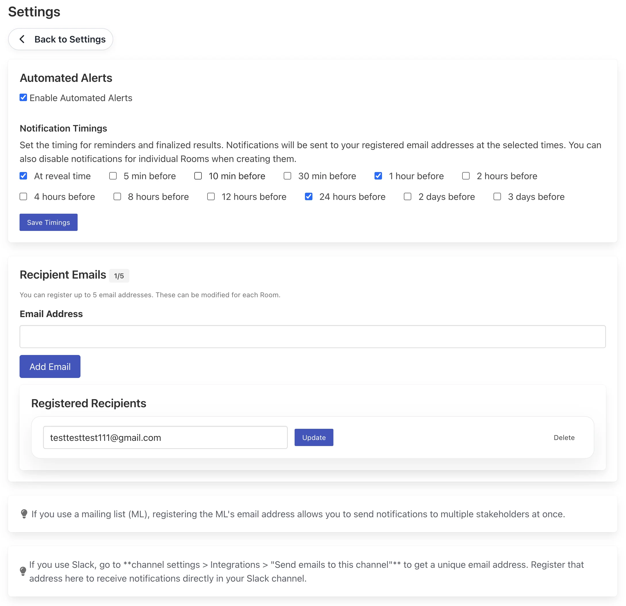 Reminder Settings